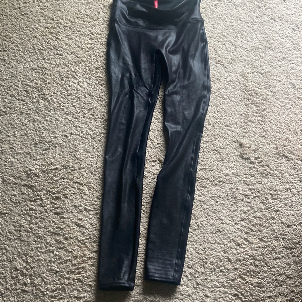 Spanx shiny black leggings
